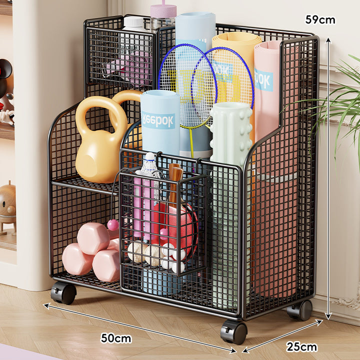 Compact Over-Cabinet Hanging Wire Grid Storage Basket with Dual Hooks