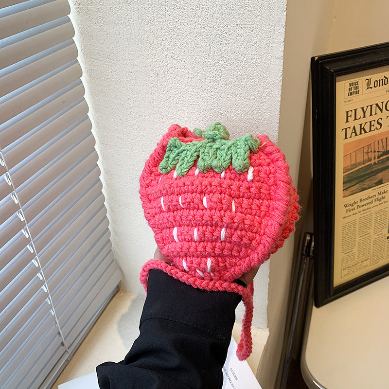 Strawberry-Themed Crocheted Handbag