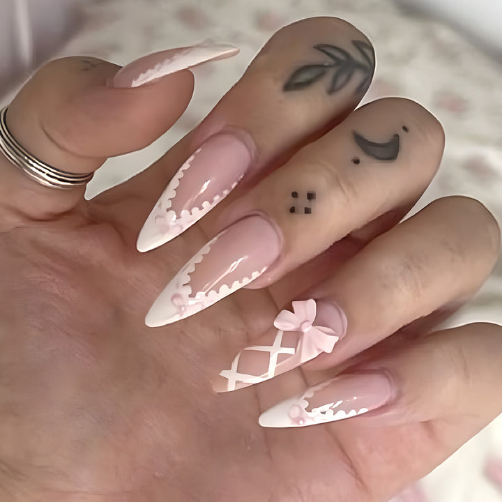 Elegant Floral Lace Stiletto Nails Kalsten