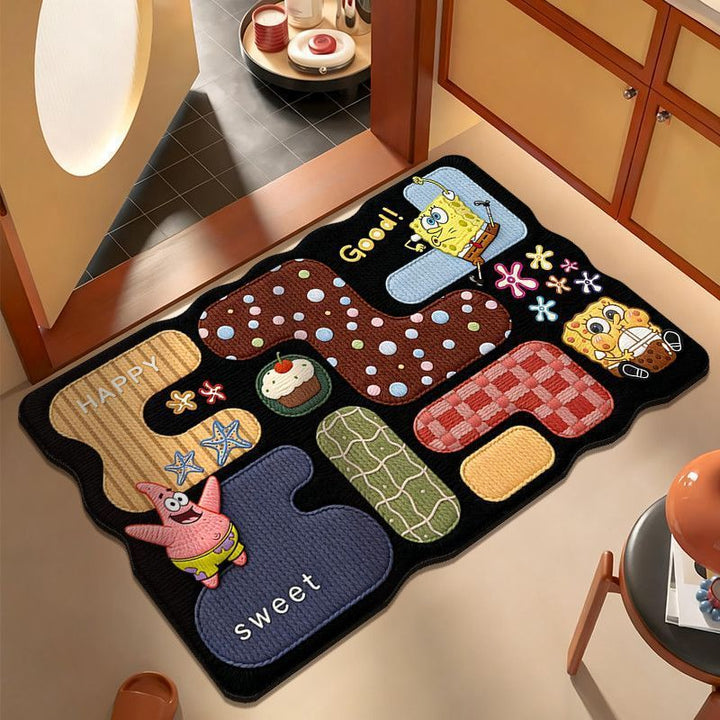 Playful Cartoon Cat-Themed Area Mat