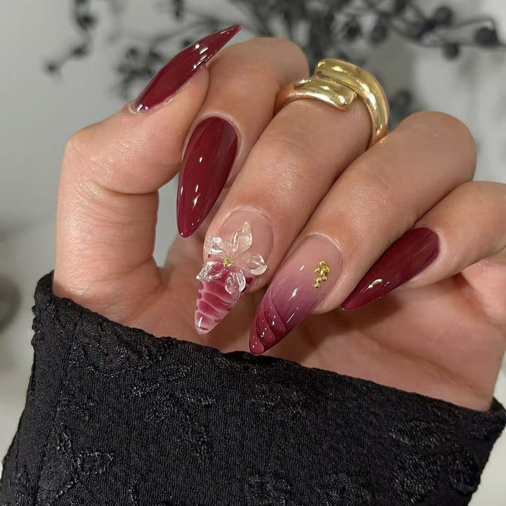 Artistic Floral Stiletto Press-On Nails