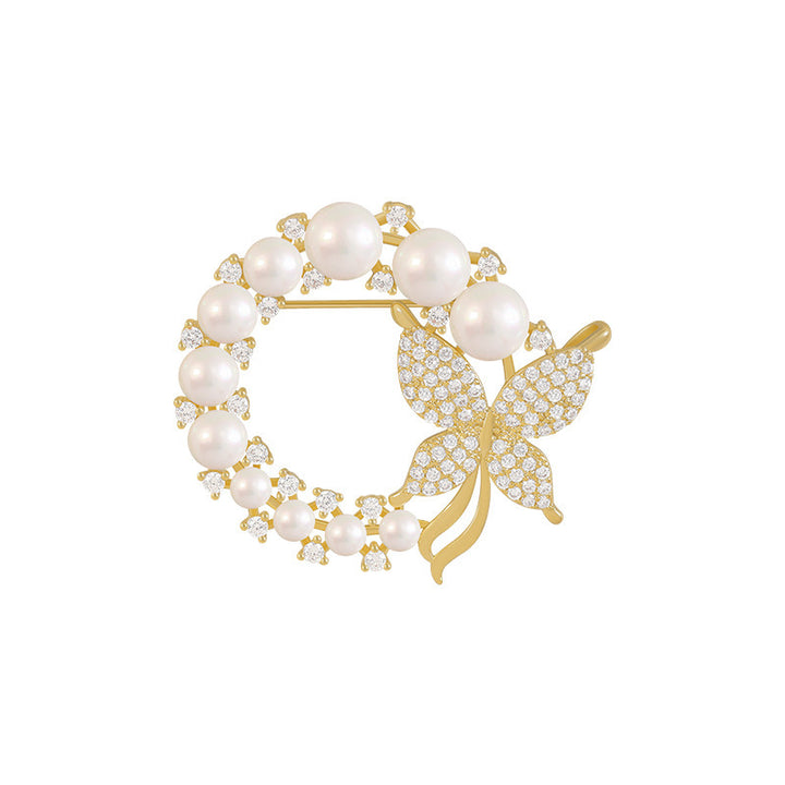 Exquisite pearls and rhinestone brooch Kalsten