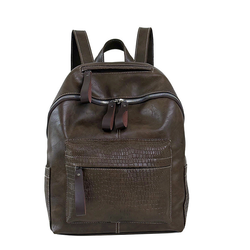 Stylish Crocodile-Patterned Leather Backpack Kalsten