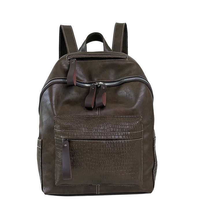 Stylish Crocodile-Patterned Leather Backpack Kalsten