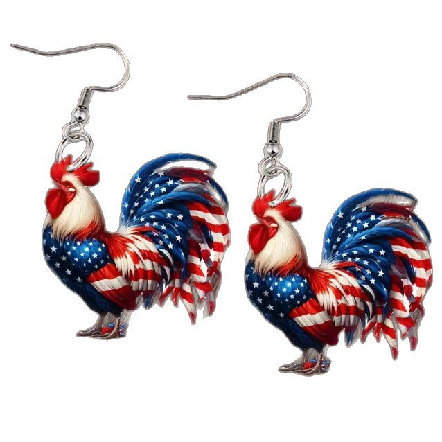 Women's handmade acrylic earrings can holder with patriotic flag motif and fish hook closure Kalsten