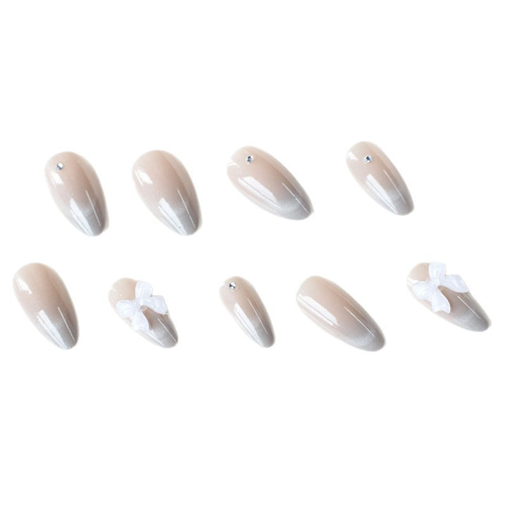 Elegant Rhinestone and Bow Nail Art Extensions Kalsten