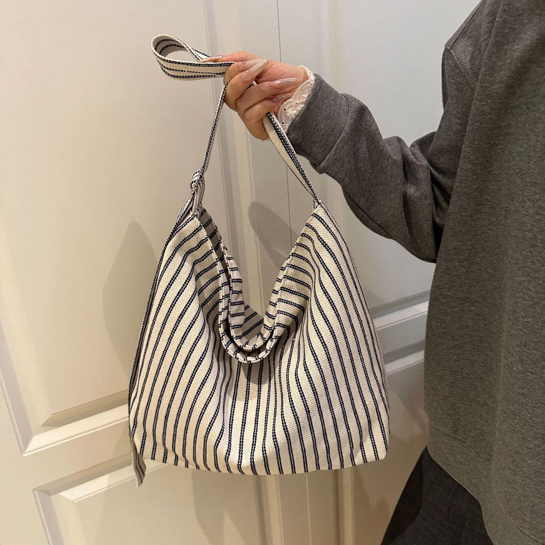 Casual Striped Canvas Tote Bag Kalsten