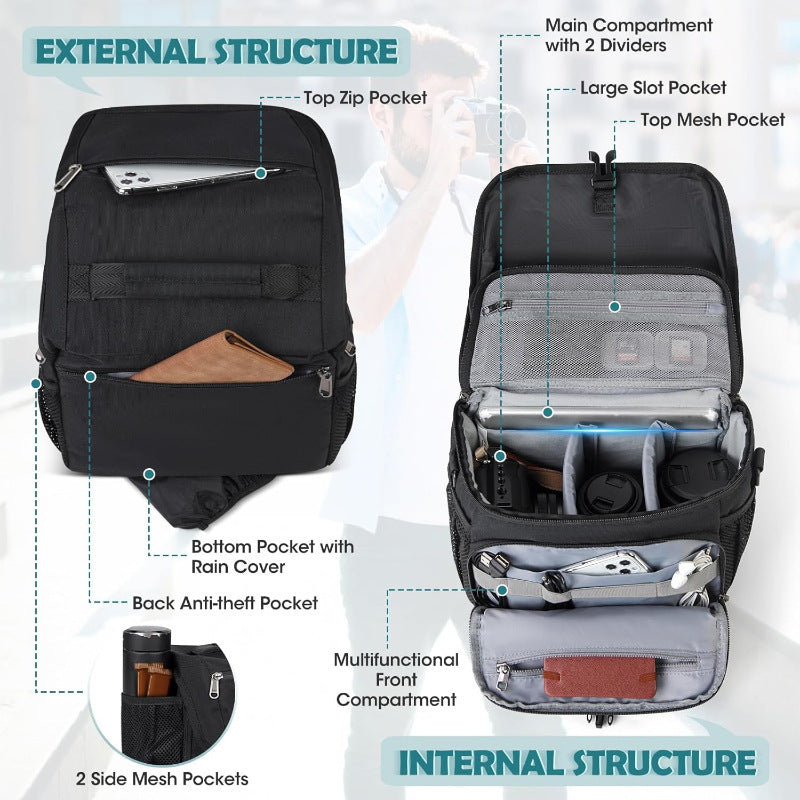 Camera bag with padded compartments and weather resistance Kalsten
