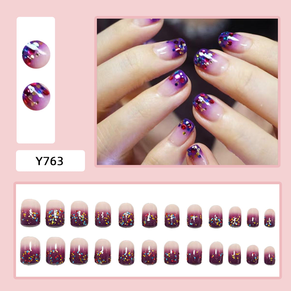 Artificial nails with glitter gradient and colorful accent Kalsten