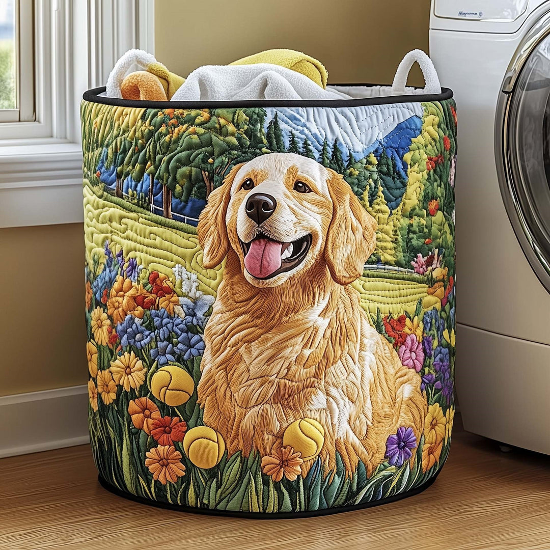 Quilted Decorative Laundry Storage Basket With Rope Handles Collapsible Fabric Organizer