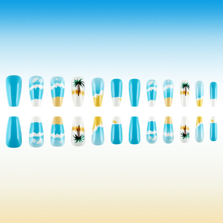 Tropical Beach-Themed Press-On Nail Set Kalsten