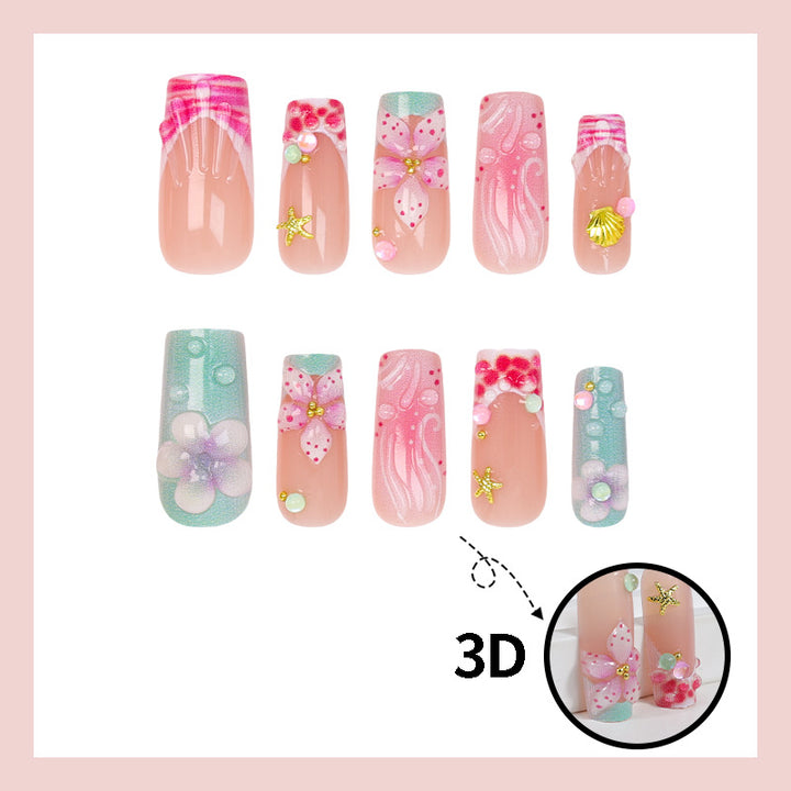 Nail set with floral accents and elegant details Kalsten