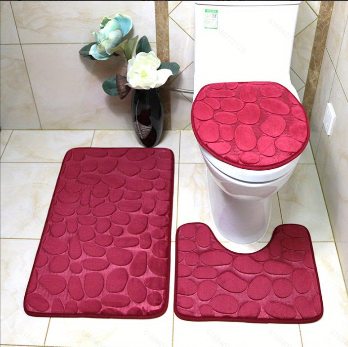 Textured Stone Pattern Bath Mat Set Kalsten