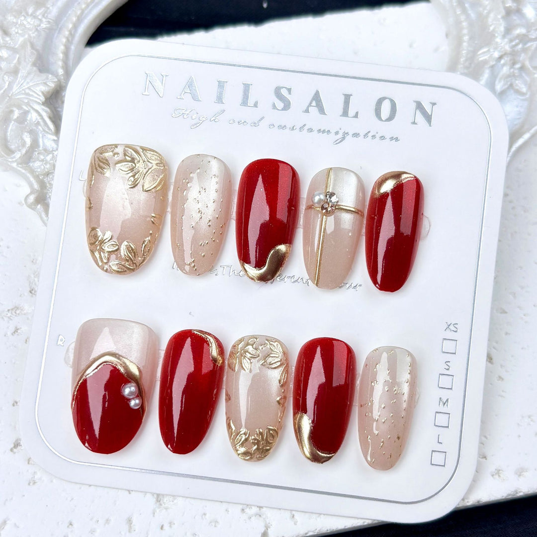 Acrylic nail set with elegant flower and glitter accents Kalsten