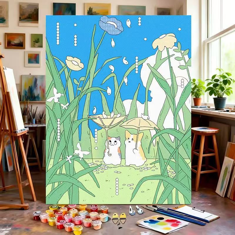 Whimsical Nature-Themed Paint by Numbers Canvas Art Kalsten