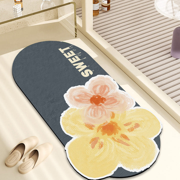 Floral Print Oval Area Mat