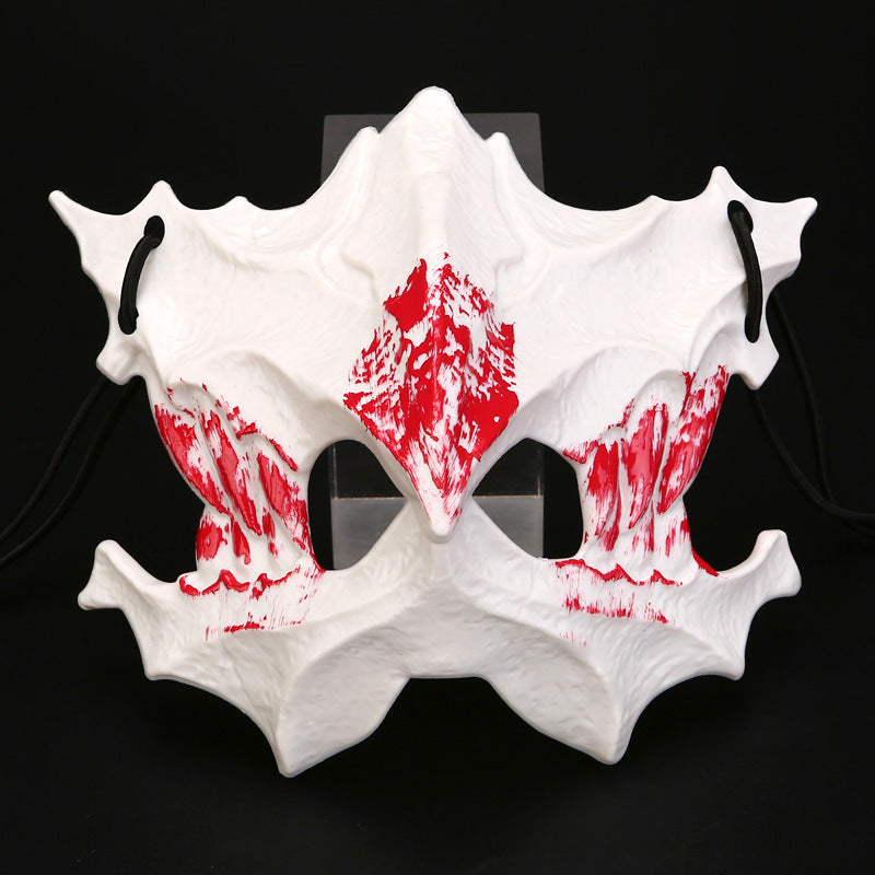 Half-face mask with flashing vampire teeth and adjustable rubber band