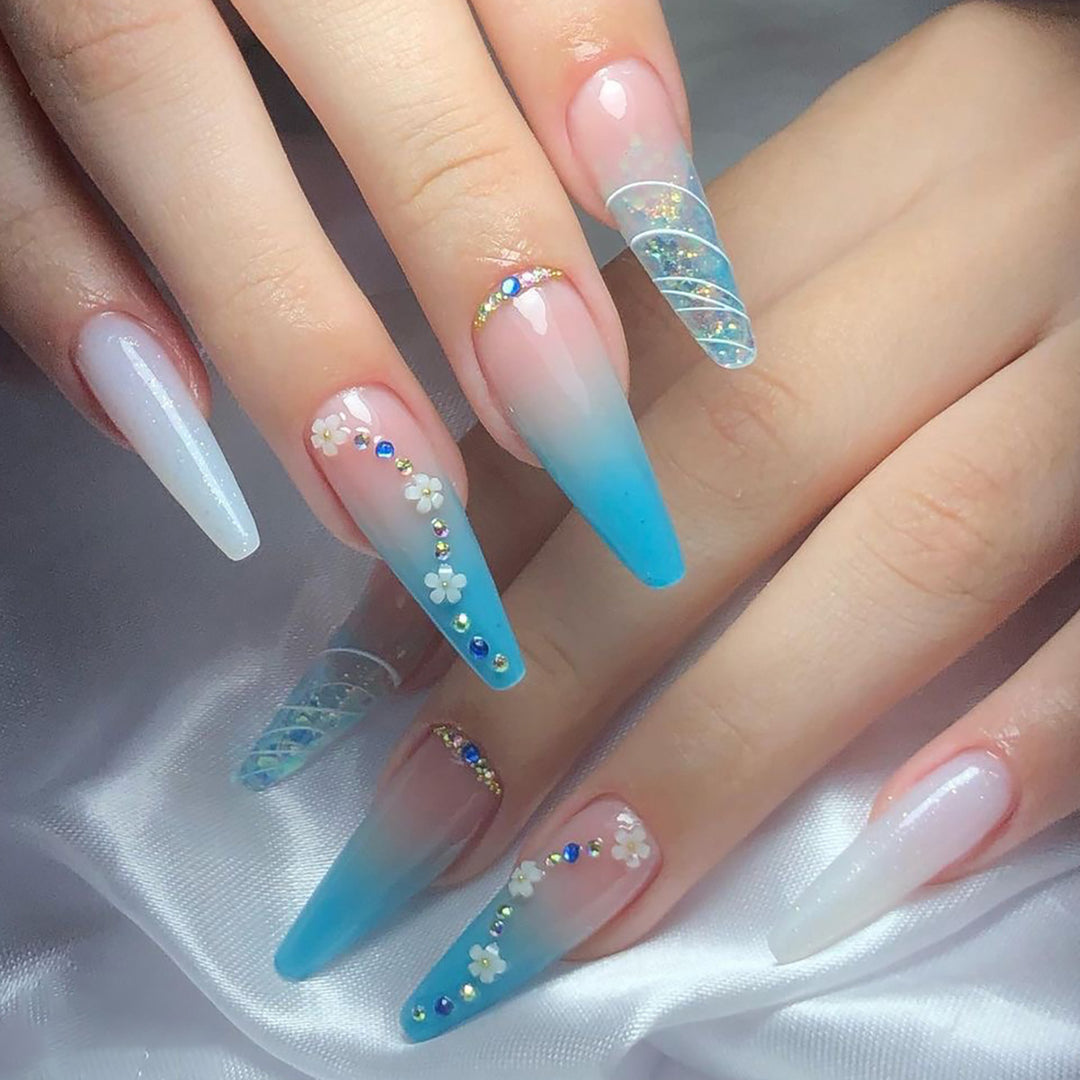 Artful nail extensions with floral ombre design Kalsten