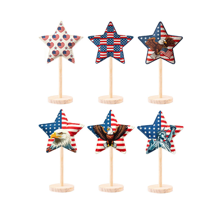 Unisex decorative fabric stars on wooden stand table decoration Kalsten