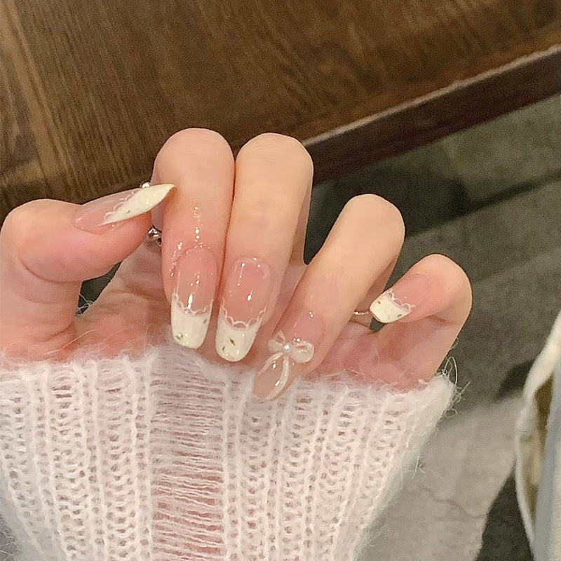 Stylish Press-On Nail Set with Elegant Glitter Accents Kalsten