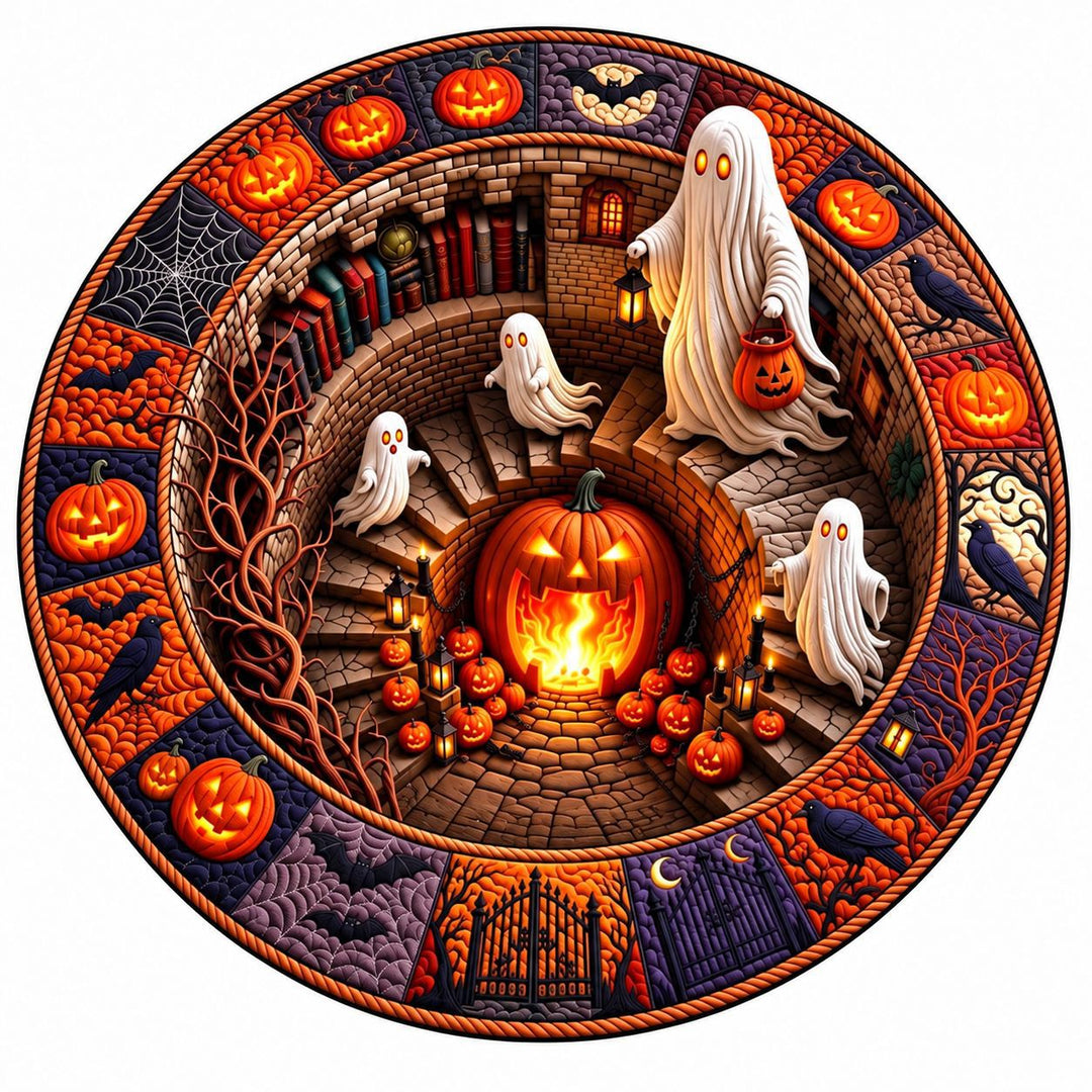 Whimsical Halloween-Themed Round Area Rug