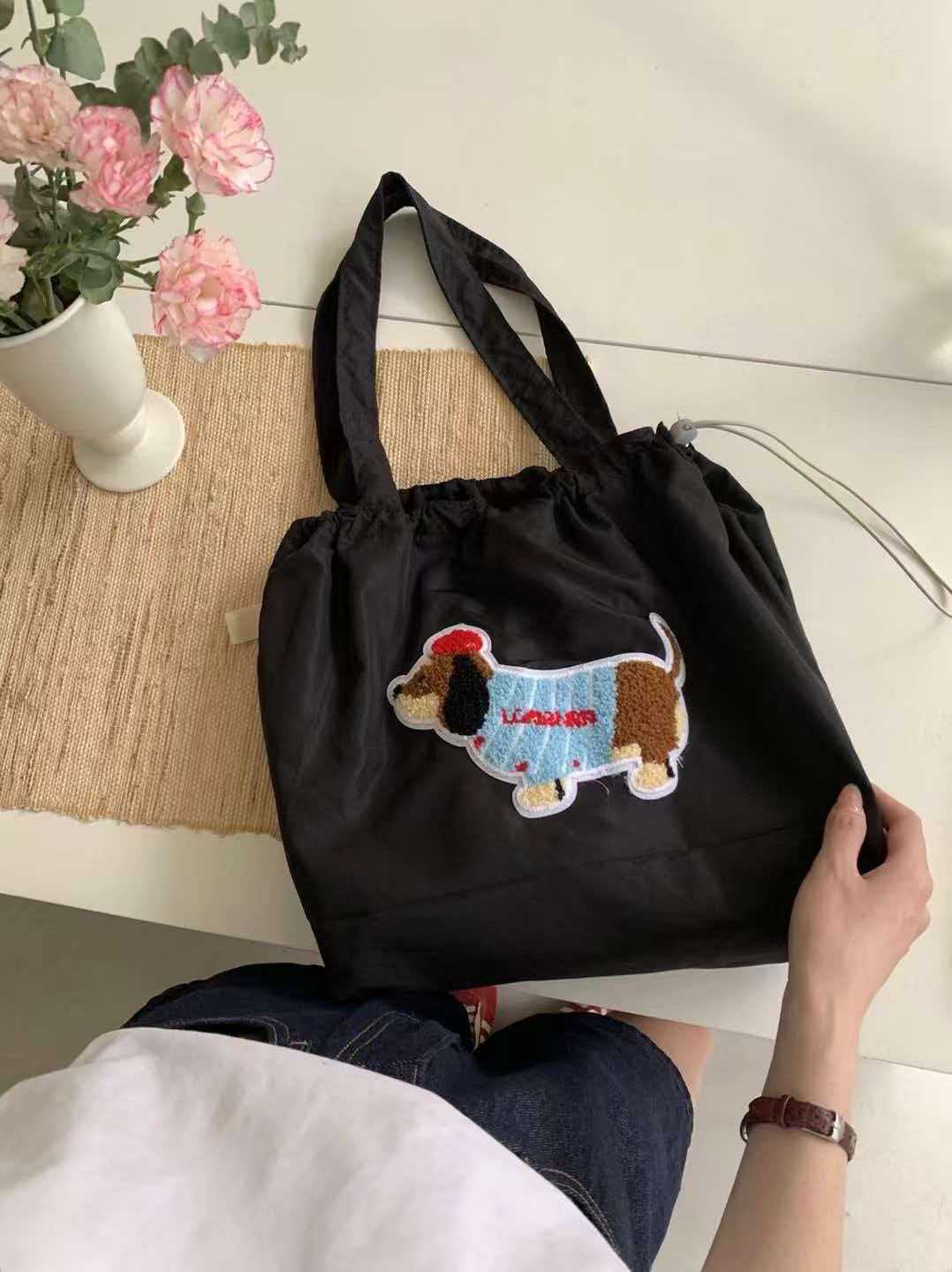 Cute Dog Embroidered Tote Bag Kalsten