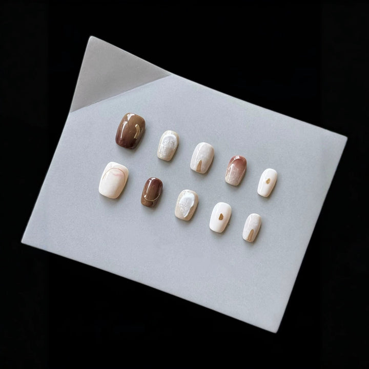 Artistic Marble-Inspired Press-On Nail Set