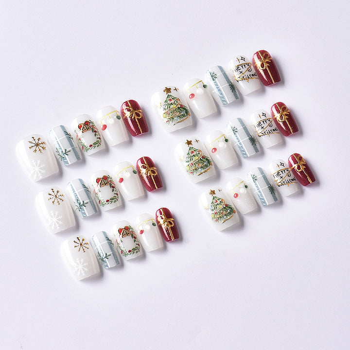 Festive Holiday-Themed Press-On Nail Set