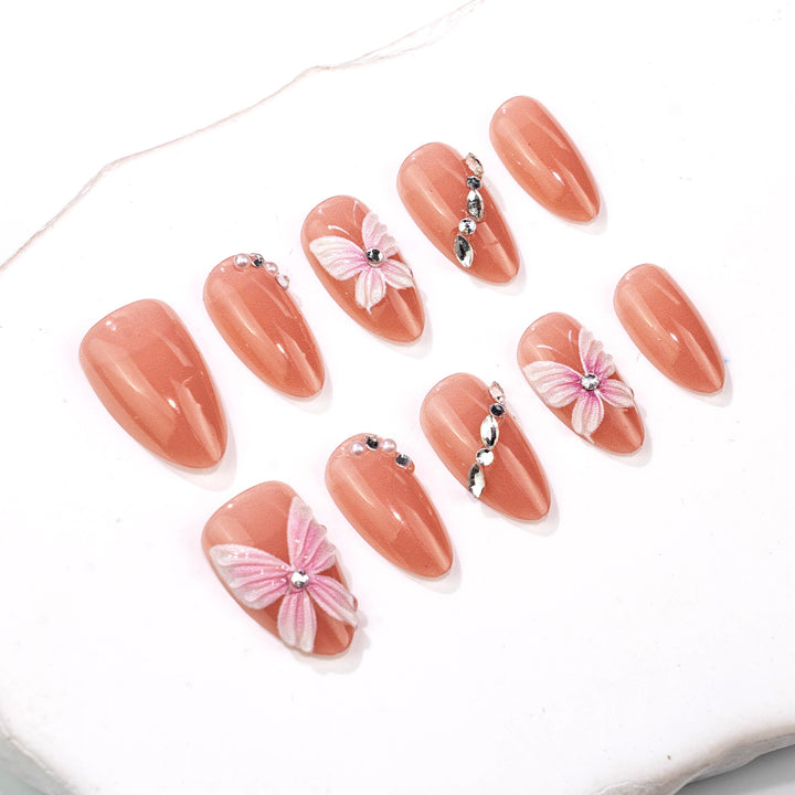 Elegant Butterfly Embellished Press-On Nail Art Kalsten