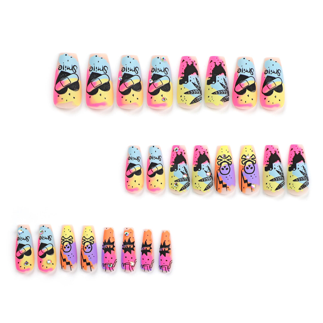 Artistic nail art with colorful design and glitter decoration Kalsten