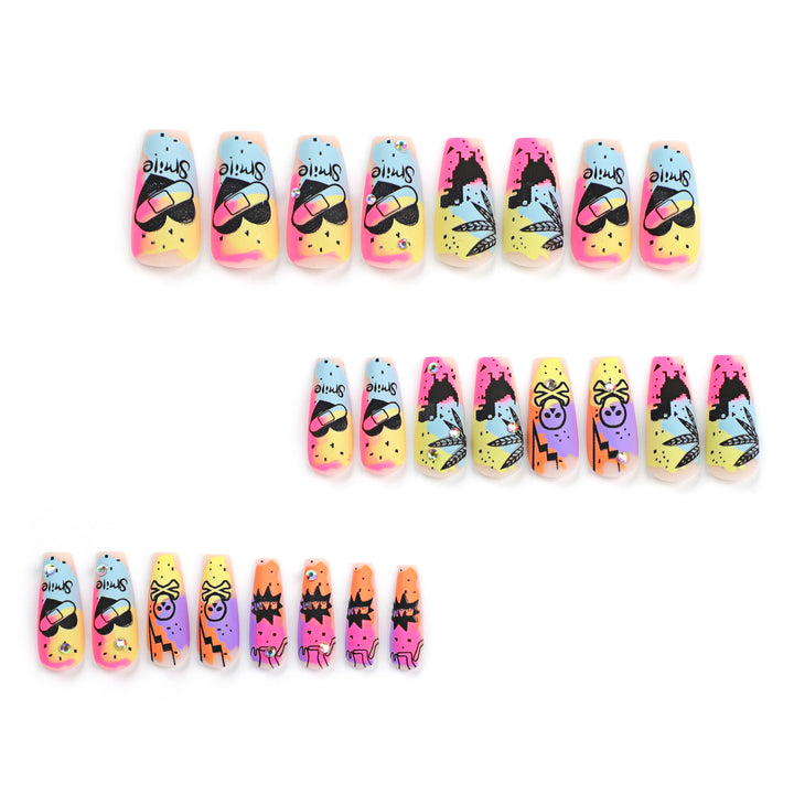 Artistic nail art with colorful design and glitter decoration Kalsten