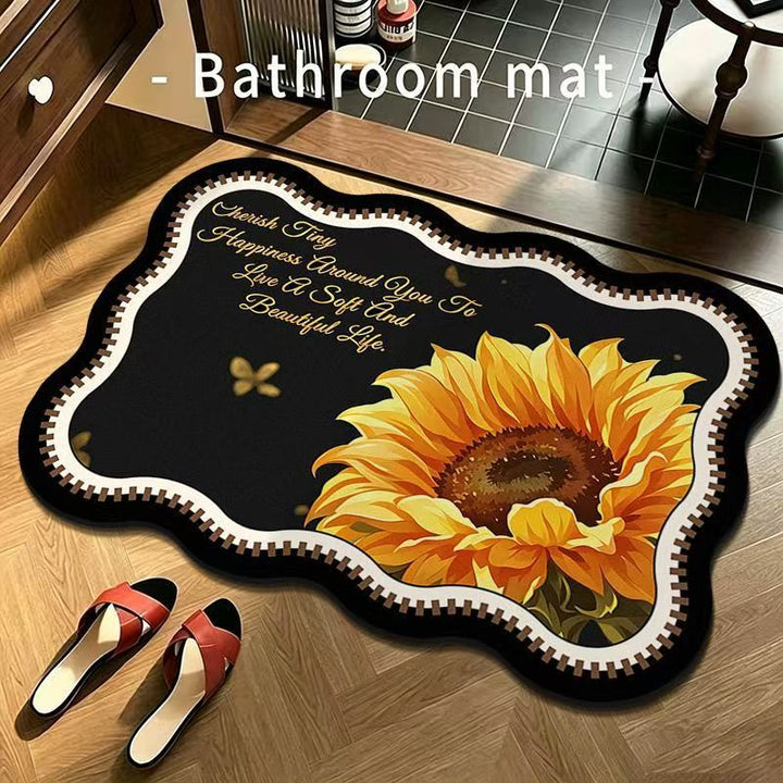Decorative Floral Quote Bathroom Mat for Home