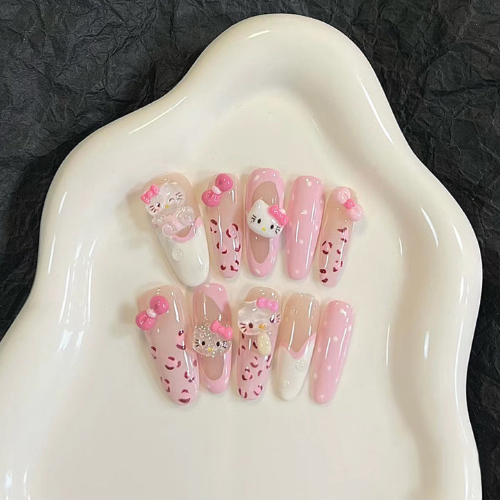 Elegant Long Press-On Nails Set with Artistic Tips Kalsten