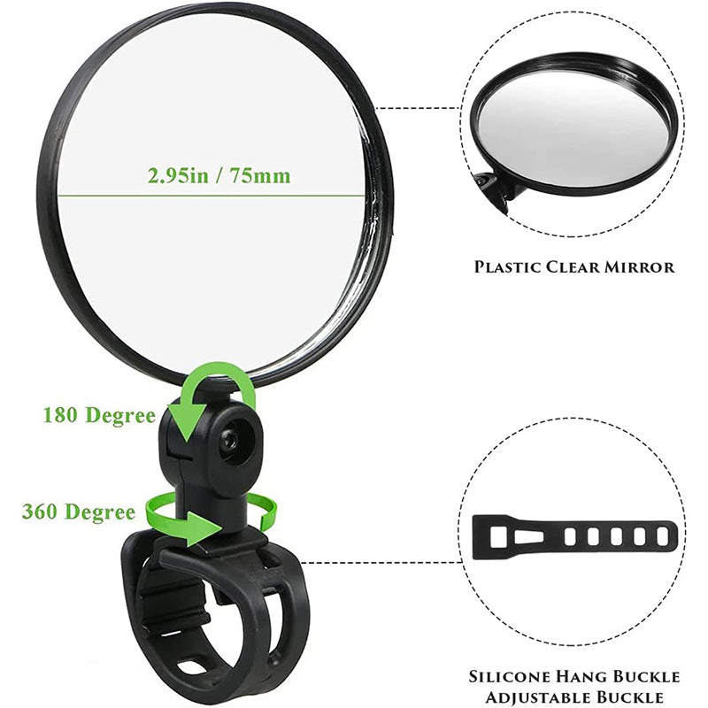 adjustable convex handlebar safety mirror with universal clamp for road and mountain bikes Kalsten