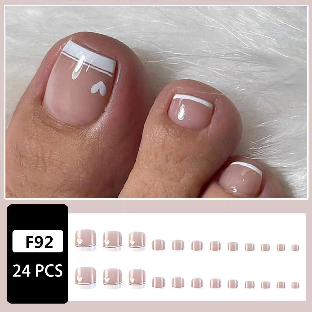 Heart-Inspired Press-On Toe Nail Set