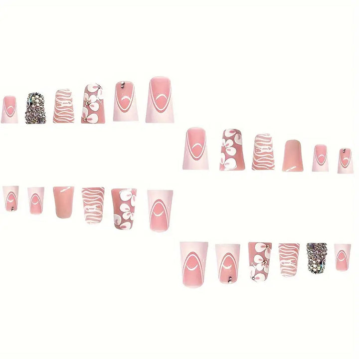 Glamorous 3D Floral Press-On Nail Art Kalsten