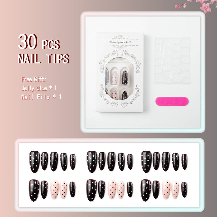 Artistic Press-On Nail Art Set with Dotted Design