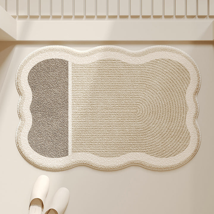 Cloud-Shaped Absorbent Microfiber Bath Mat with Anti-Slip Backing and Textured Concentric Pattern