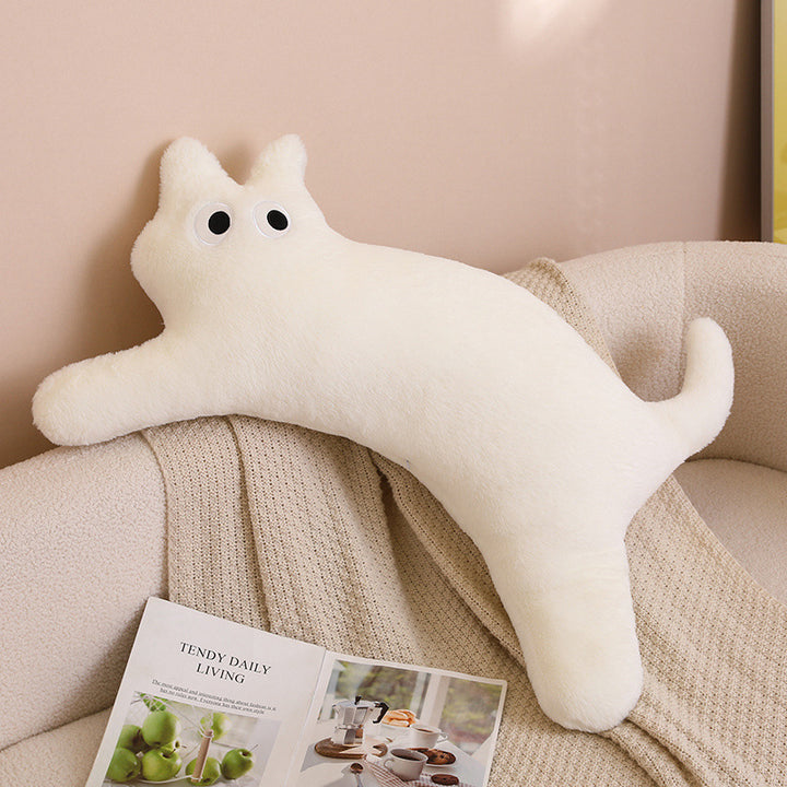 Plush cat cuddle pillow with large glitter eyes
