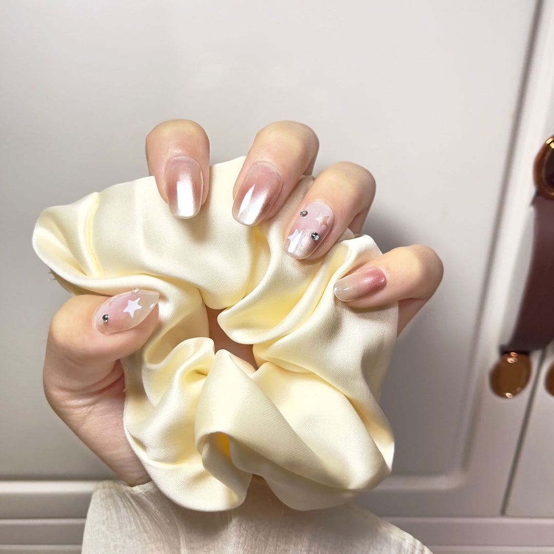 Artistic Press-On Nail Art Set with Star Accents