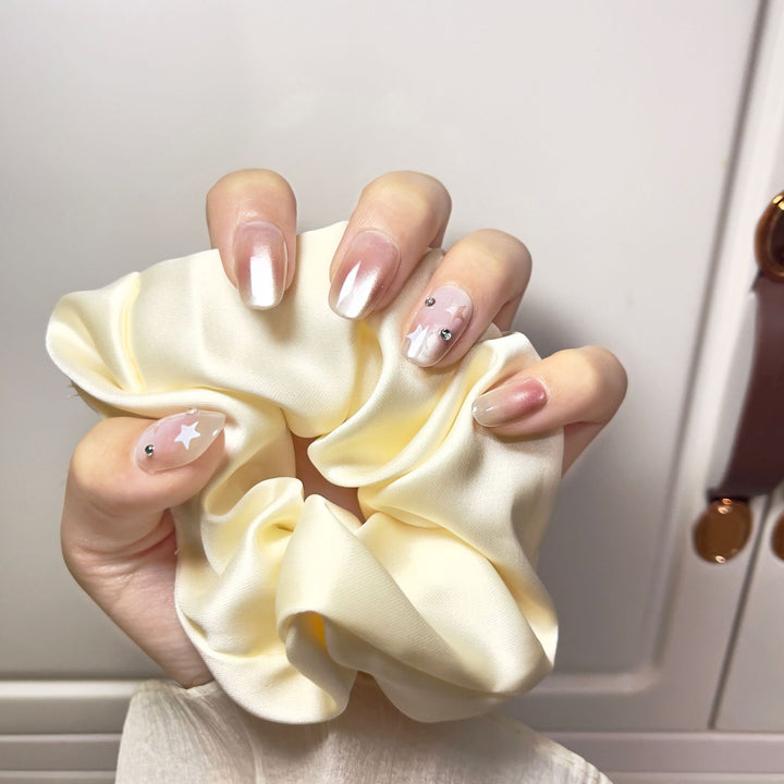 Artistic Press-On Nail Art Set with Star Accents