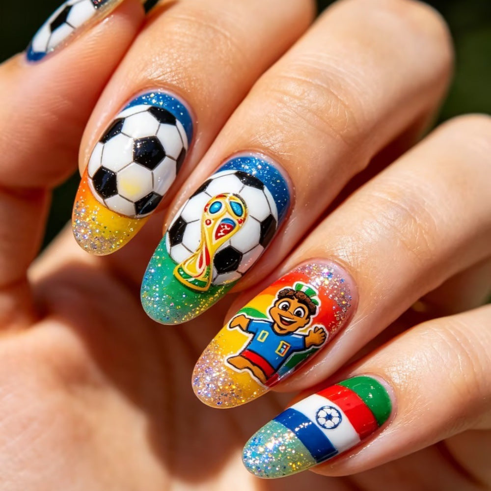 Artificial nails in football motif design Kalsten
