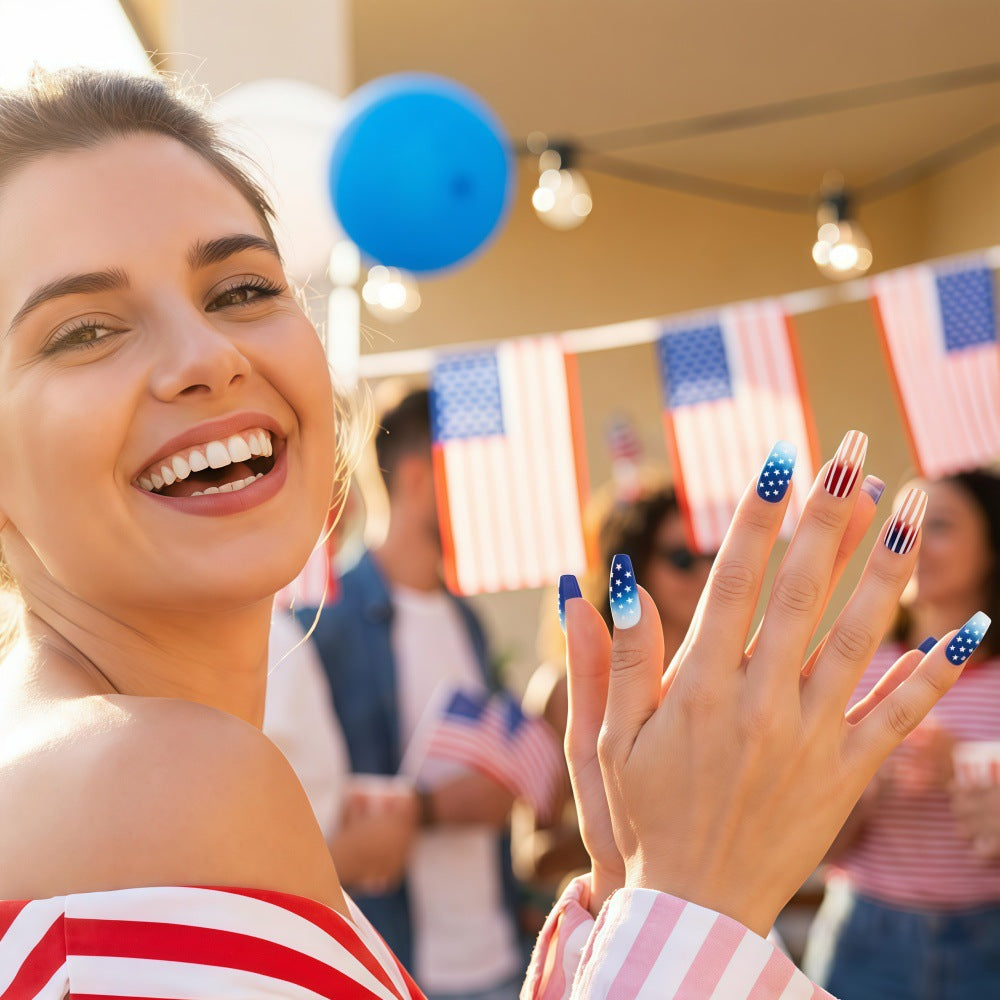 Patriotic design artificial nails Kalsten