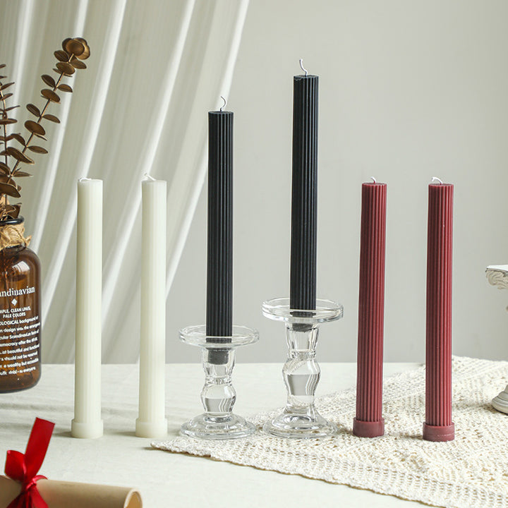 Tall Ribbed Long-Lasting Dinner Taper Candle