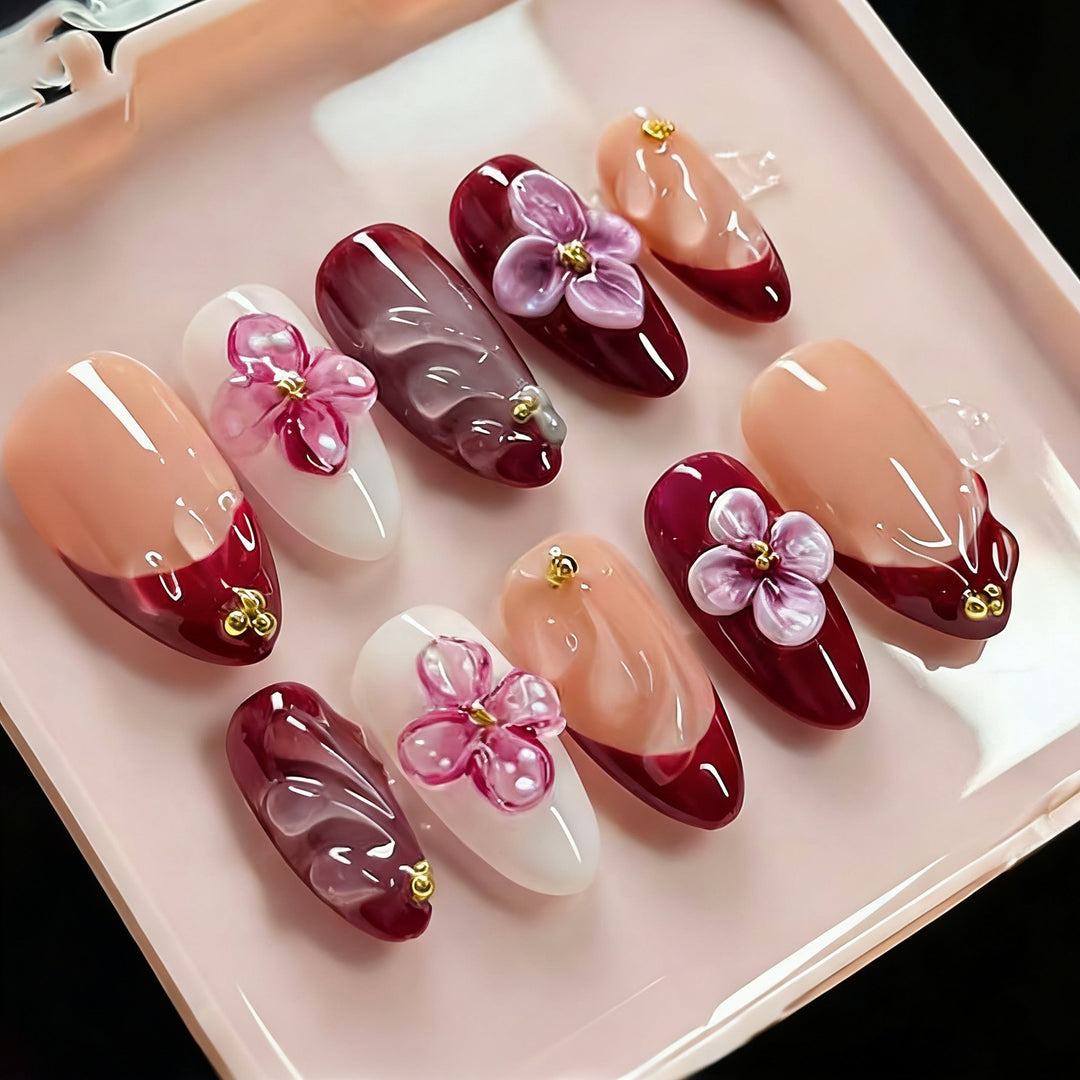 Floral-Embellished Press-On Nail Art Set Kalsten 1790636645