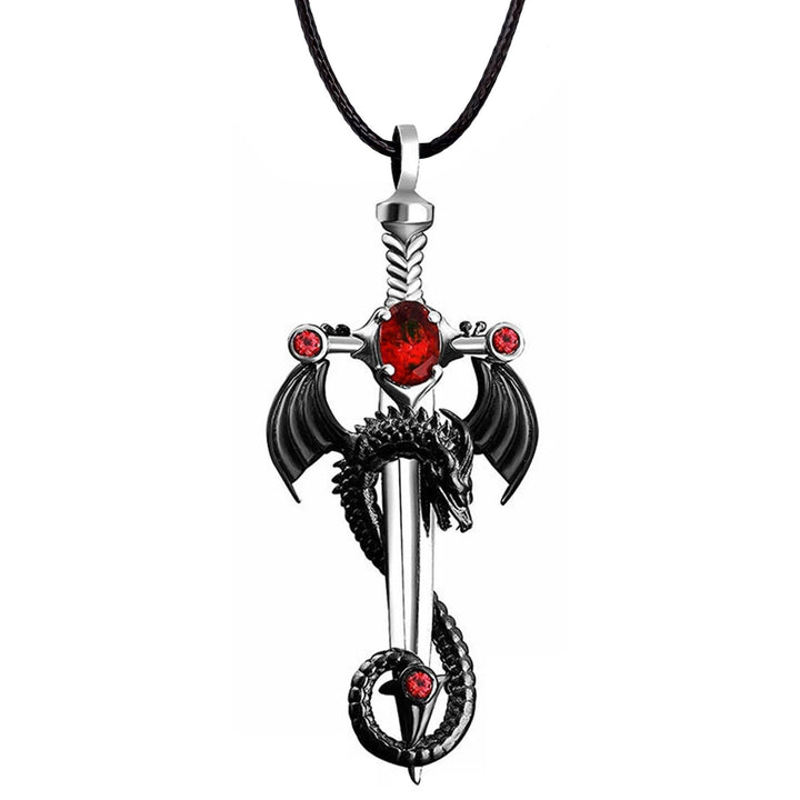 Dragon-Embellished Sword Pendant Necklace Kalsten