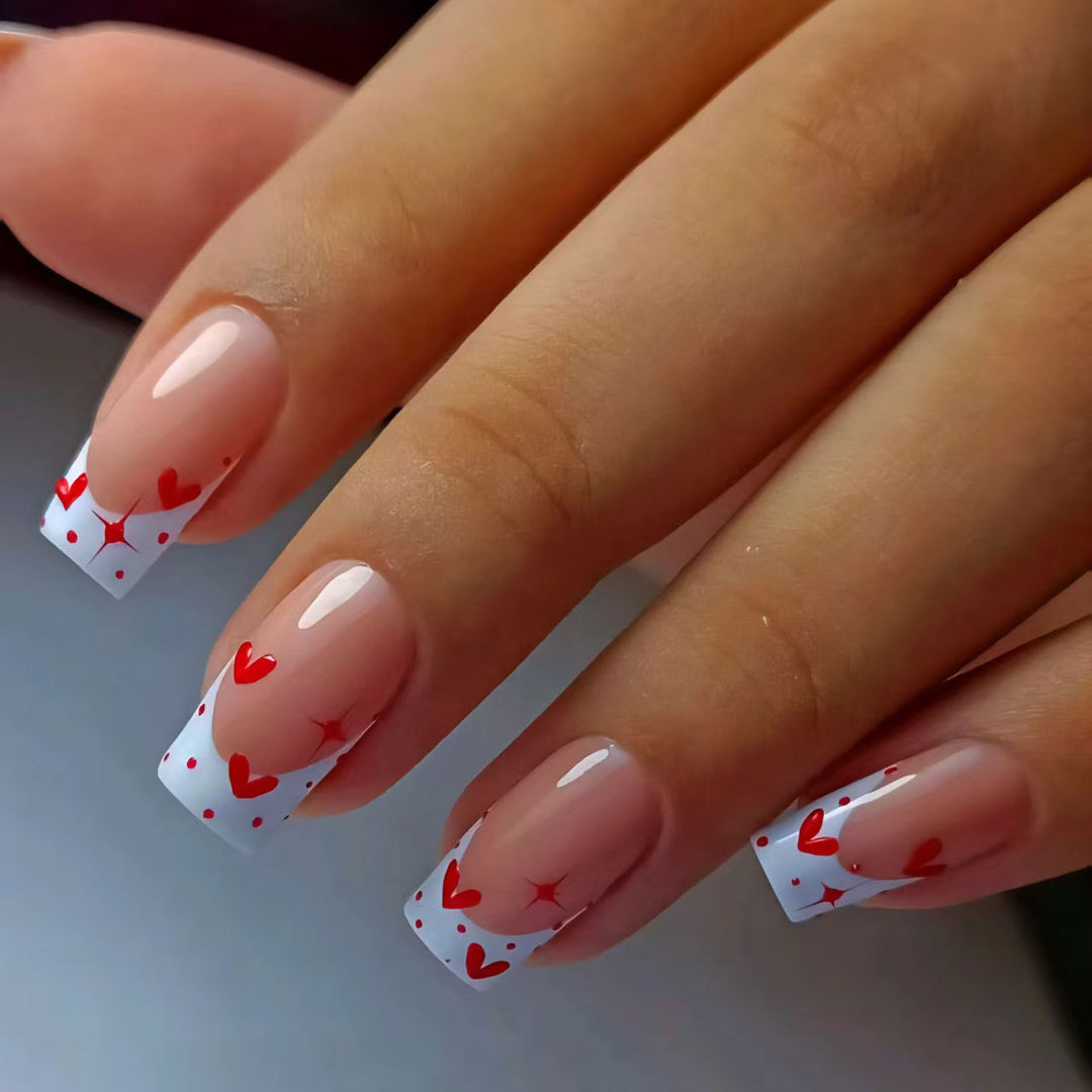 Romantic Heart-Themed Nail Art