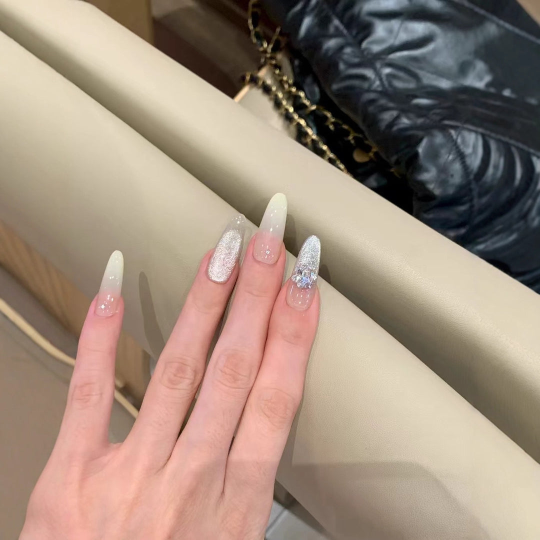 Glamorous Long Stiletto Nail Extensions with Rhinestone Accents