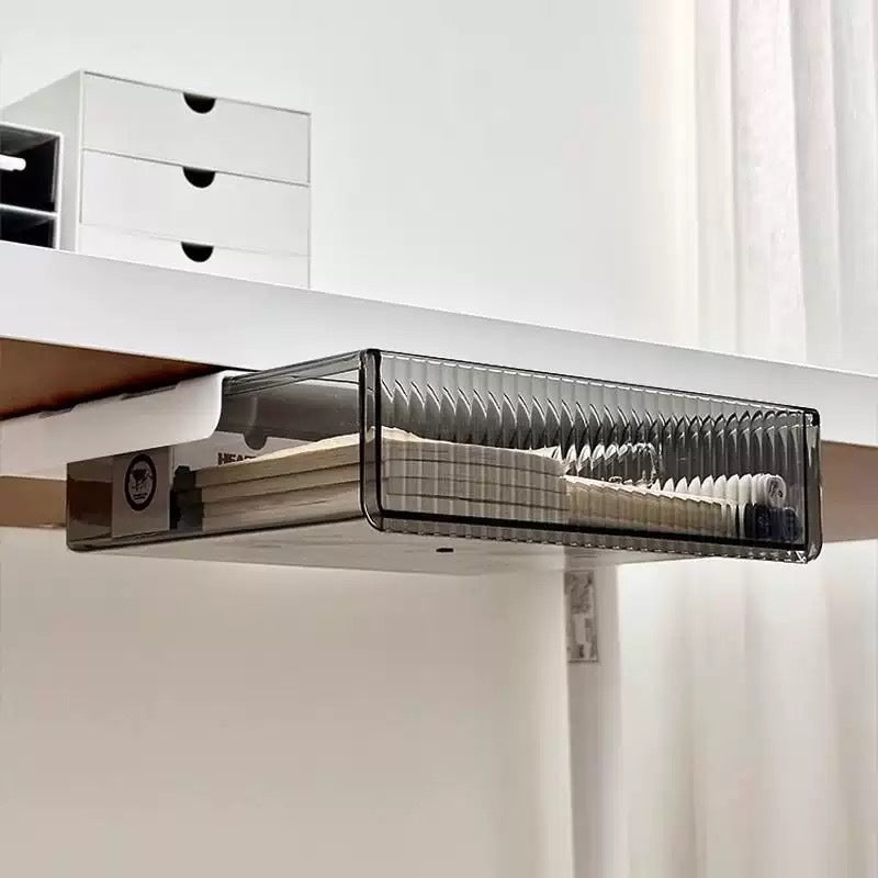 Storage box with removable drawer and space-saving organizer compartment