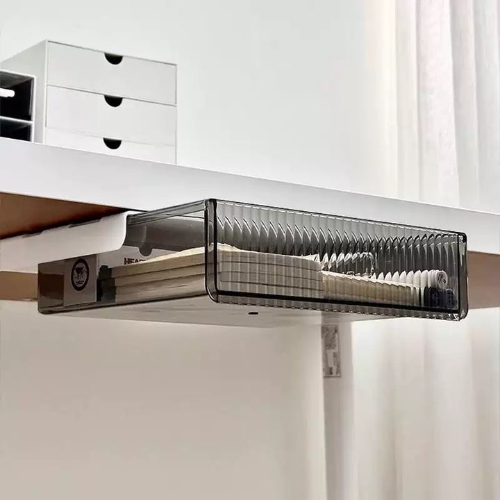 Storage box with removable drawer and space-saving organizer compartment